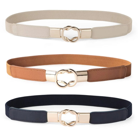 3 Pack Women Belts Retro Elastic Stretchy Skinny Belt for Dresses